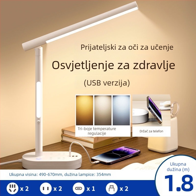 Mijia stolna lampa za učenje sa zaštitom vida, USB lampica za studentski dom, nordijski stil, pametno upravljanje, gumbasti prekidač