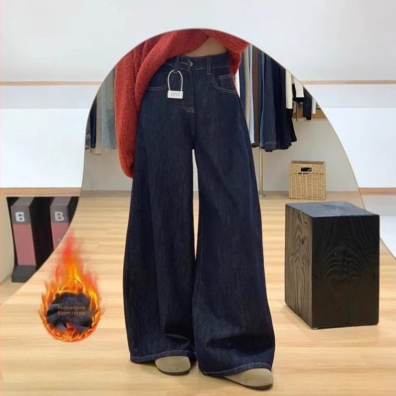 Traperice širokih nogavica, visokim strukom, debeli, oprani, 50–70% pamuka, jesen 2025