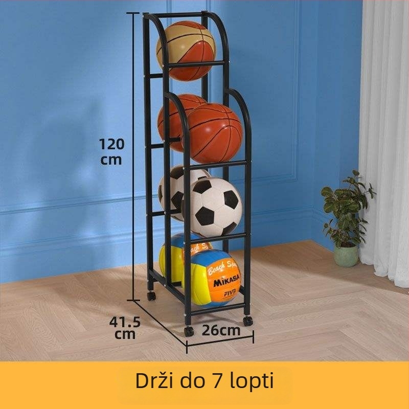 Unutarnji stalak za dječje lopte – skladištenje košarkaških, nogometnih i odbojkaških lopti