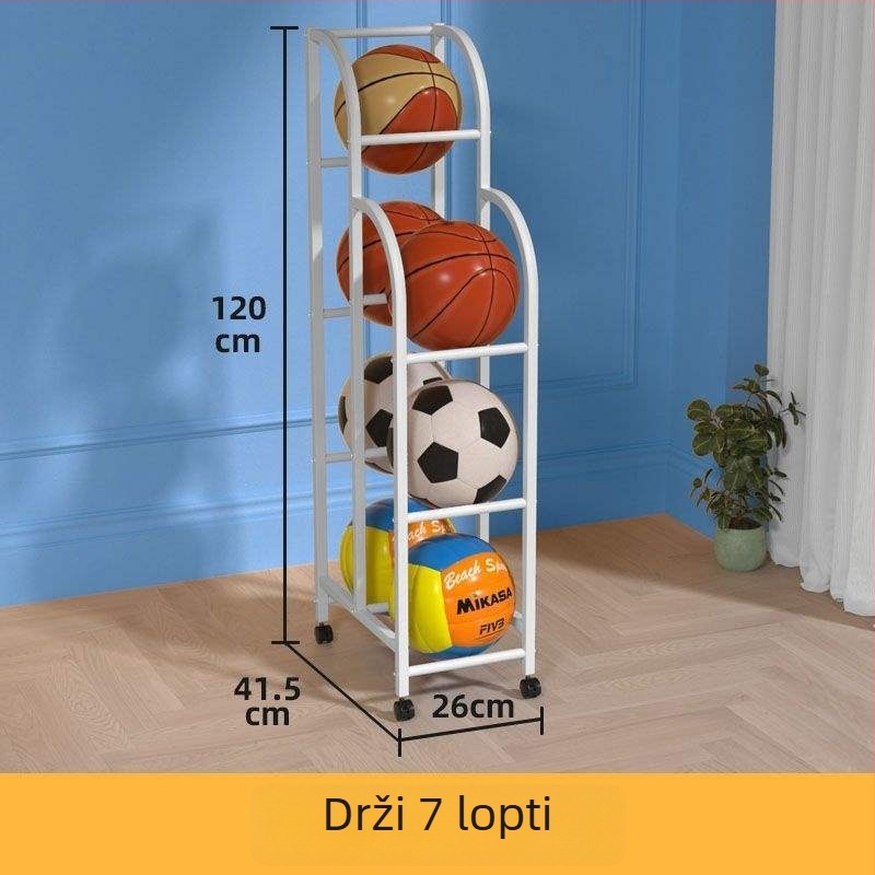 Unutarnji stalak za dječje lopte – skladištenje košarkaških, nogometnih i odbojkaških lopti