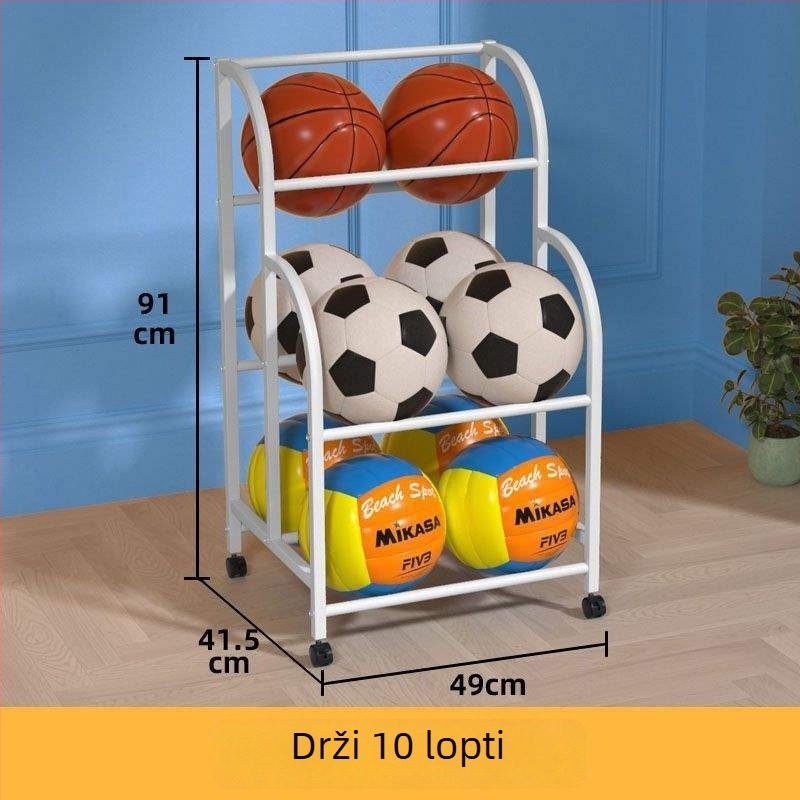Unutarnji stalak za dječje lopte – skladištenje košarkaških, nogometnih i odbojkaških lopti