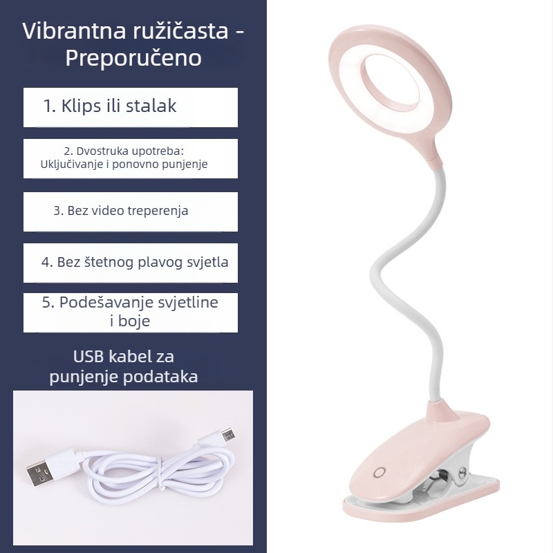 LED stolna lampa za zaštitu vida, s punjivom baterijom, dodirnim upravljanjem, noćnim svjetlom i lampom za učenje