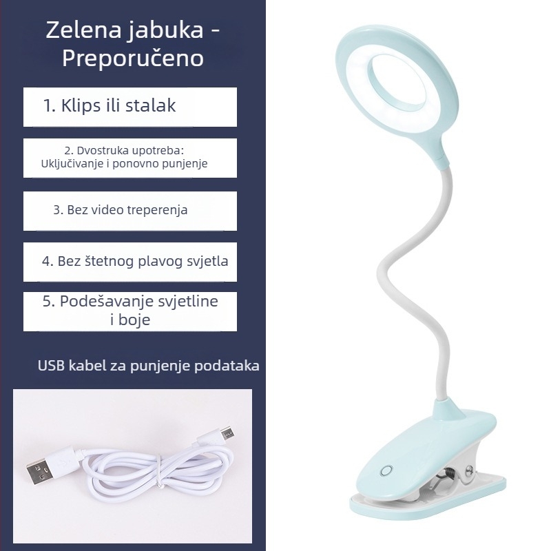LED stolna lampa za zaštitu vida, s punjivom baterijom, dodirnim upravljanjem, noćnim svjetlom i lampom za učenje