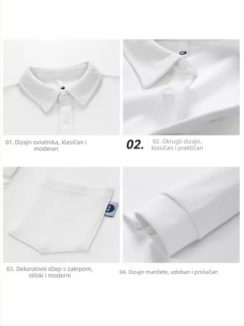 Polo majica s dugim rukavima, opuštenog kroja, jesen-zima, jednobojna, biserno pamuk mješavina (60% pamuk)