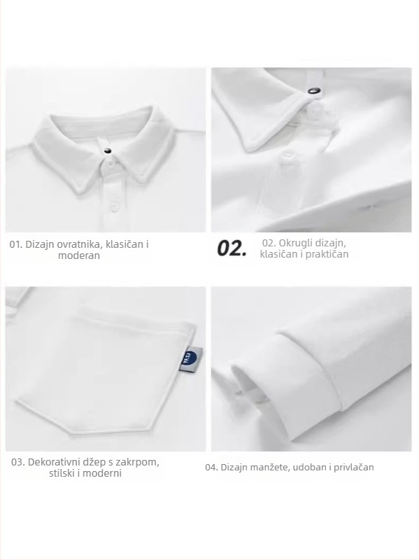 Polo majica s dugim rukavima, opuštenog kroja, jesen-zima, jednobojna, biserno pamuk mješavina (60% pamuk)
