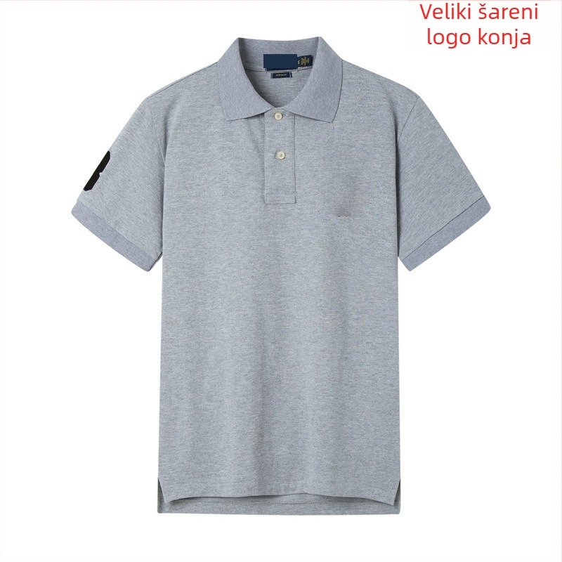 Polo majica s izvezenim logom konja, pamuk piqué, kratkih rukava, uskim krojem