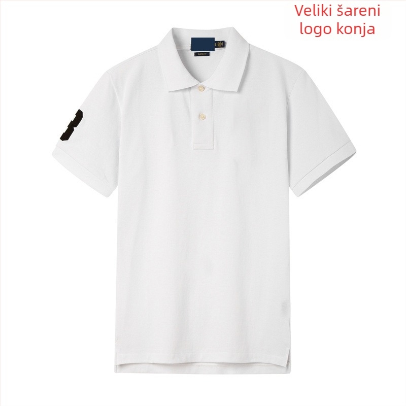 Polo majica s izvezenim logom konja, pamuk piqué, kratkih rukava, uskim krojem