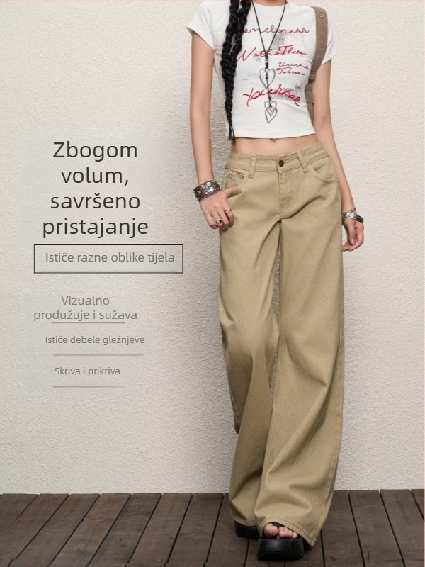 Casual ženske farmerke od denima s mikro flare krojem, široke nogavice, visokim strukom