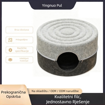Mačje gnijezdo s velikim unutarnjim prostorom, otporan na ogrebotine od filca, poluzatvoren kružni dizajn, perivo, za unutarnju upotrebu tijekom cijele godine, toplo