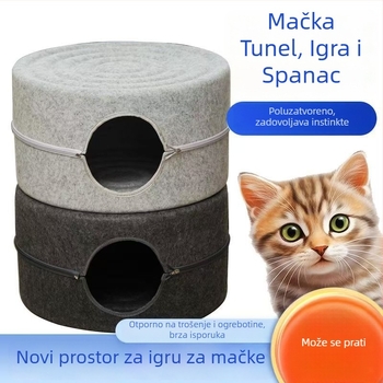 Mačje gnijezdo s velikim unutarnjim prostorom, otporan na ogrebotine od filca, poluzatvoren kružni dizajn, perivo, za unutarnju upotrebu tijekom cijele godine, toplo