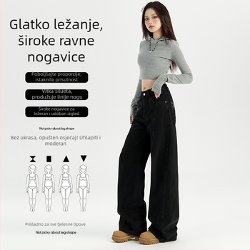 Ženske traperice – visok pojas, slobodan kroj, denim s 50–70% pamuka, mercerisirane, mikroelastične