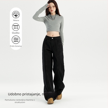 Ženske traperice – visok pojas, slobodan kroj, denim s 50–70% pamuka, mercerisirane, mikroelastične