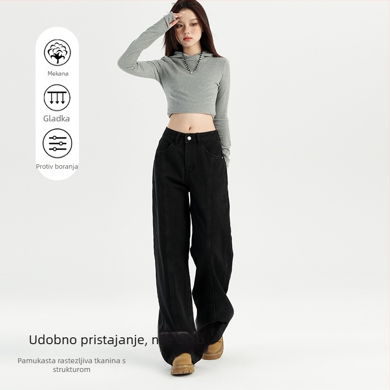Ženske traperice – visok pojas, slobodan kroj, denim s 50–70% pamuka, mercerisirane, mikroelastične