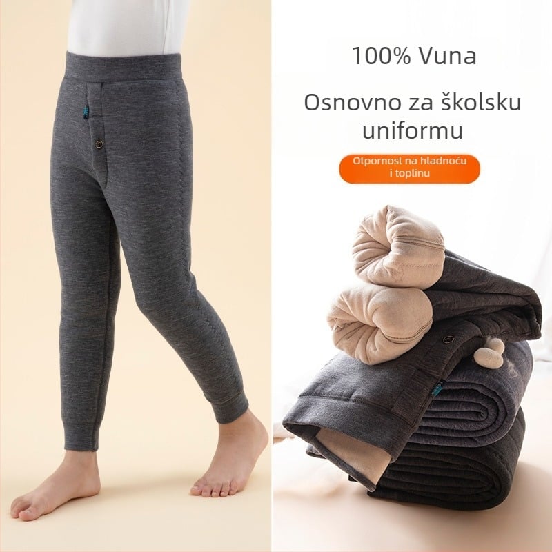 Dječje ekstra debeli topli hlače s unutarnjom flis podstavom – zima, tri sloja poliestera, unisex, uzrast 7–12 godina