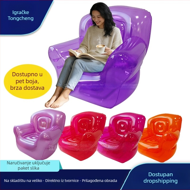 Prozirna nafukiva sofa za kampiranje na otvorenom, jednosed, PVC ekološki prihvatljiv, debljina 0.35 mm, težina 2.4 kg, za odrasle