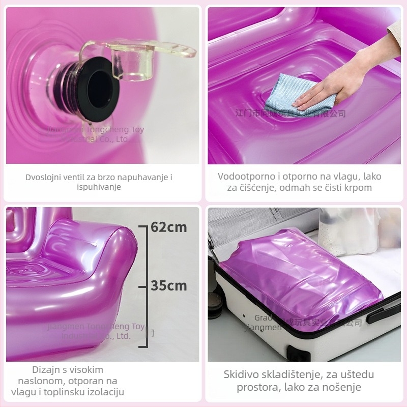 Prozirna nafukiva sofa za kampiranje na otvorenom, jednosed, PVC ekološki prihvatljiv, debljina 0.35 mm, težina 2.4 kg, za odrasle