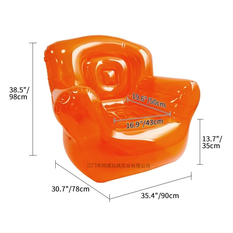 Prozirna nafukiva sofa za kampiranje na otvorenom, jednosed, PVC ekološki prihvatljiv, debljina 0.35 mm, težina 2.4 kg, za odrasle