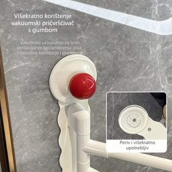 Okretni držač za ručnike sa ventuzom za kupaonicu – željezni, bez bušenja, bez tragova