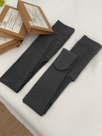 Sve-u-jednom pamučne leggings s flis podstavom, samozagrijavanje, anti-piling, jesensko-zimsko, jednobojne, visoka elastičnost (70–80% pamuka, <30% regenerirane celuloze)