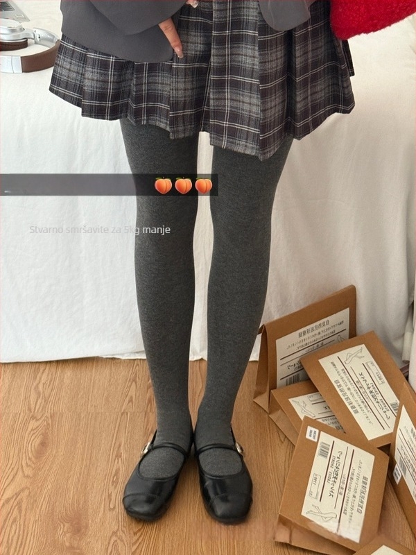 Sve-u-jednom pamučne leggings s flis podstavom, samozagrijavanje, anti-piling, jesensko-zimsko, jednobojne, visoka elastičnost (70–80% pamuka, <30% regenerirane celuloze)