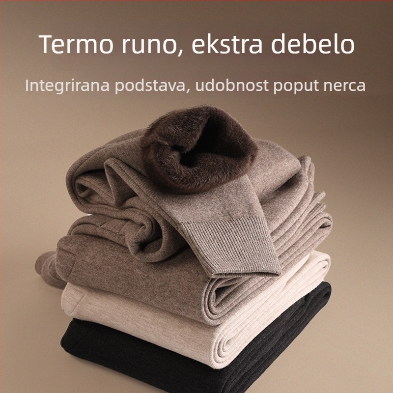 Unisex vunene hlače s flis podstavom, tople i debele, visoki struk, 181–200 g/m²