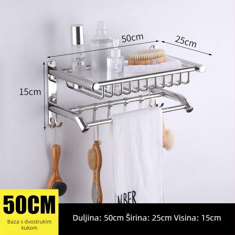 Držač za ručnike od nehrđajućeg čelika 304, dvostruko slojeviti regađ za kupaonicu, model 903, moderni minimalistički stil, sjajno završna površina