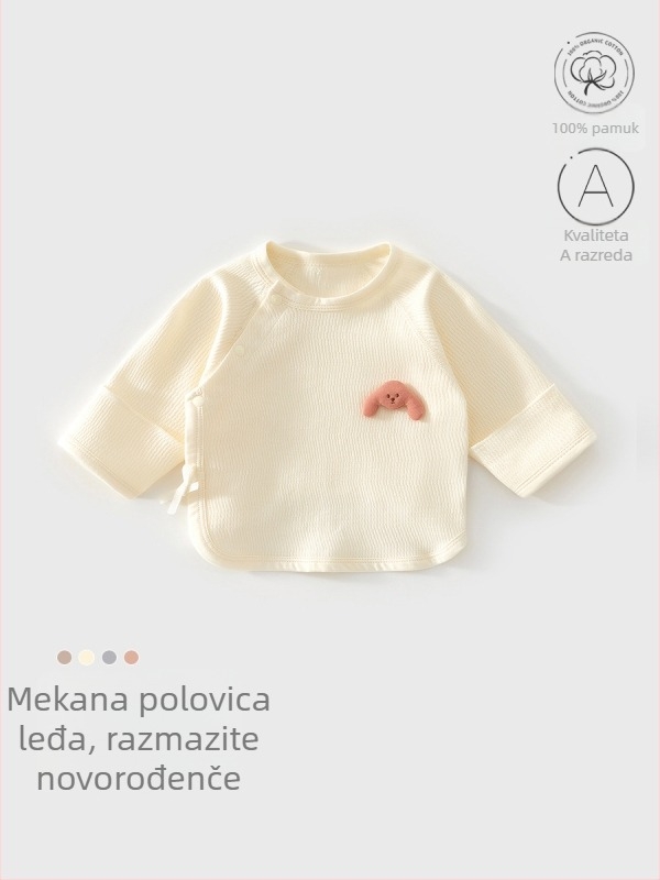Nova beba pamukana majica s okruglim izrezom, unisex, 100% pamuk, mekan završetak, proljeće 2025