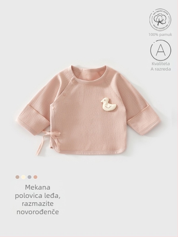 Nova beba pamukana majica s okruglim izrezom, unisex, 100% pamuk, mekan završetak, proljeće 2025