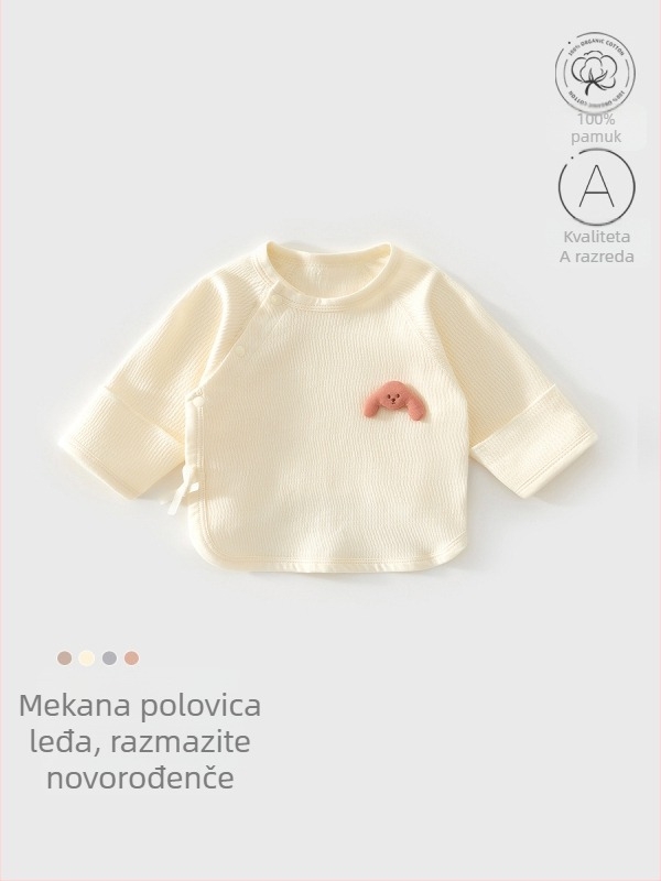 Nova beba pamukana majica s okruglim izrezom, unisex, 100% pamuk, mekan završetak, proljeće 2025