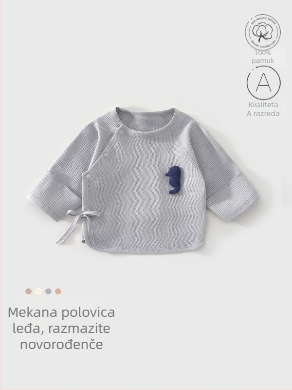 Nova beba pamukana majica s okruglim izrezom, unisex, 100% pamuk, mekan završetak, proljeće 2025