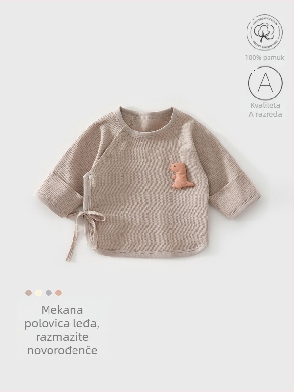 Nova beba pamukana majica s okruglim izrezom, unisex, 100% pamuk, mekan završetak, proljeće 2025