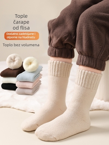 Dječje zimske debeli čarape s flisom, unisex, akrilna smjesa 80–90%, srednji tubus
