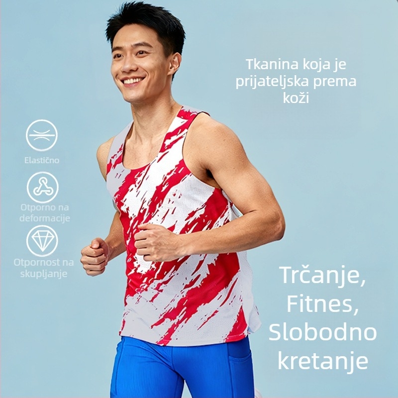 Unisex vesta za trčanje s brzo sušenjem, mješavina 90% poliestera i kemijskih vlakana, prozračna, bešivna ljepljiva traka, pogodna za sve sezone