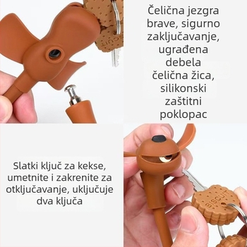 Brava za bicikl sa silikonskim kućištem — model Puppy silicone key lock; materijal: silikon; primjena: bicikli; težina: 145 g