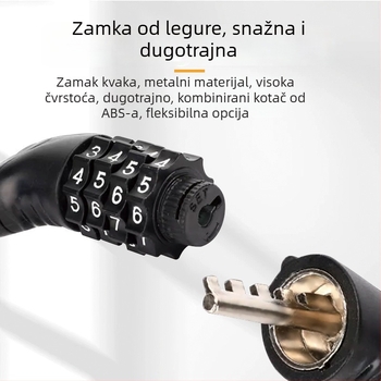 Katanac za bicikl s čeličnim kabelom, protiv krađe, model 65 leather ring lock, težina 150 g, pogodan za bicikl, motocikl i električno vozilo