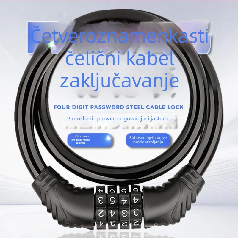 Katanac za bicikl s čeličnim kabelom, protiv krađe, model 65 leather ring lock, težina 150 g, pogodan za bicikl, motocikl i električno vozilo