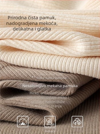 Ženski termalni top od pamuka, okrugli izrez, uski kroj, dugi rukavi, unutarnja fleece za jesen-zimu