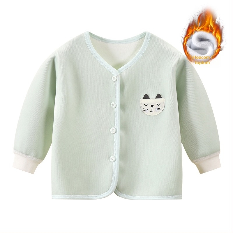 Dječji dvostrano baršunasti kardigan za jesen/zimu, bez kapuljače, Doraemon marka, mekani poliester, za bebe i djecu 1–3 godine.
