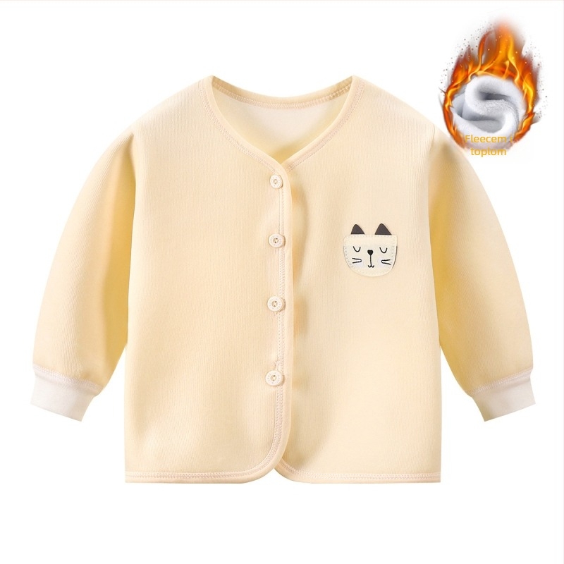 Dječji dvostrano baršunasti kardigan za jesen/zimu, bez kapuljače, Doraemon marka, mekani poliester, za bebe i djecu 1–3 godine.