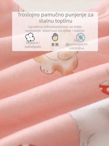 Dječji unisex puffer jakna od pamuka, 100% pamuk, s počesanom teksturom, jesensko-zimsko za uzrast 1–3 godine