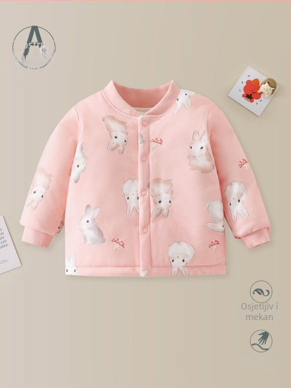 Dječji unisex puffer jakna od pamuka, 100% pamuk, s počesanom teksturom, jesensko-zimsko za uzrast 1–3 godine