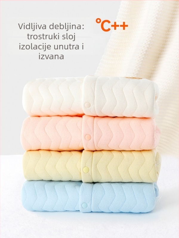 Antibakterijski pamučni topli kardigan za bebe - dugi rukavi, bez kapulje, bez ovratnika, za djecu 3–8 godina