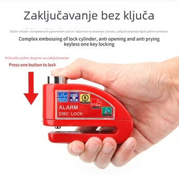 Alarmni disk-zavrtna kljuc za motocikl s torbom za pohranu – prijenosno, metalno tijelo, vodootporno, otporno na koroziju, protuklizno