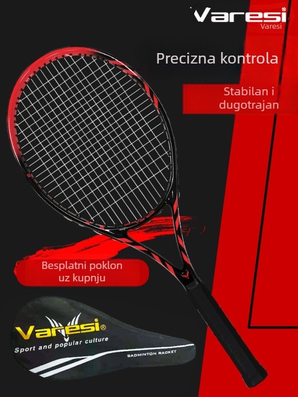 Teniski reket s karbonskim okvirom i najlonskim žicama za početnike – visoka elastičnost za trening na otvorenom