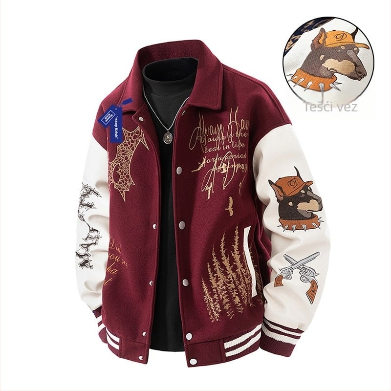 Baseball jakna s teškom vezom, stojeći ovratnik, zatvarač, vanjski materijal 100% poliester, podstava poliester