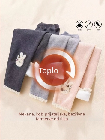 Djevojčice zimske legice s flisom, visoki pojas, chenille spandex 95%+, za djecu 3–8 godina