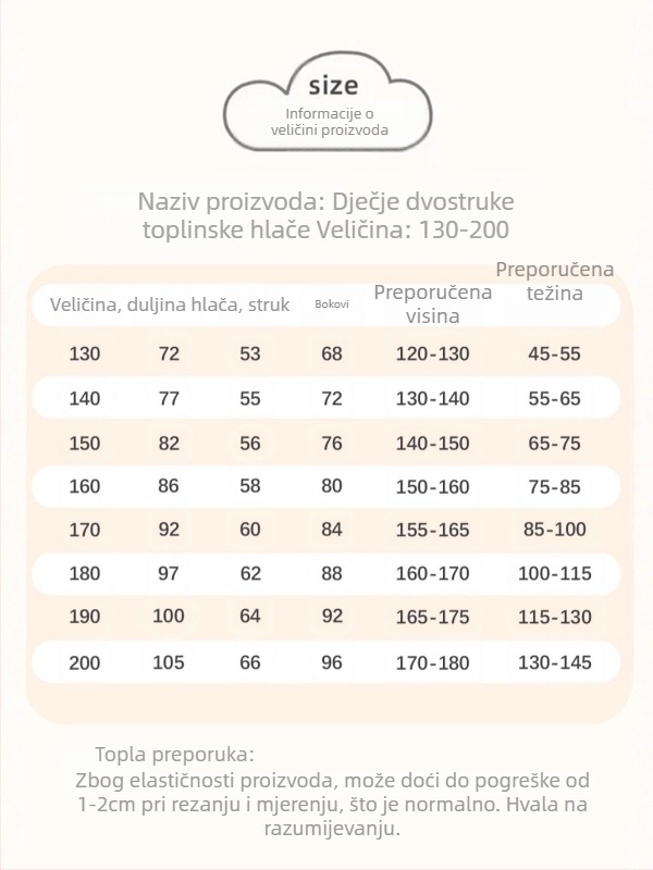 Dječje zimske termalne hlače s visokim strukom, debele i tople; za djecu 8+ godina (iznad 140 cm); vanjski materijal: poliester i akril; podstava: poliester, ovčja vuna i svila