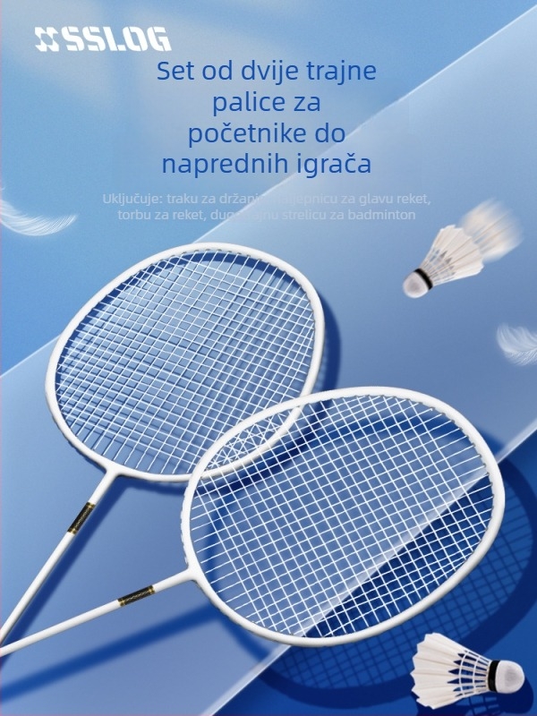 Saisilon badminton reketa s karbonskim kompozitnim okvirom, težina 95–100 g, držač G5, tip reketa: ravni udarac, groove edge guard