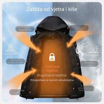 Jakna s kapuljačom za tinejdžere, debela podstava, slobodan kroj, dugi rukavi, poliester, zima 2024
