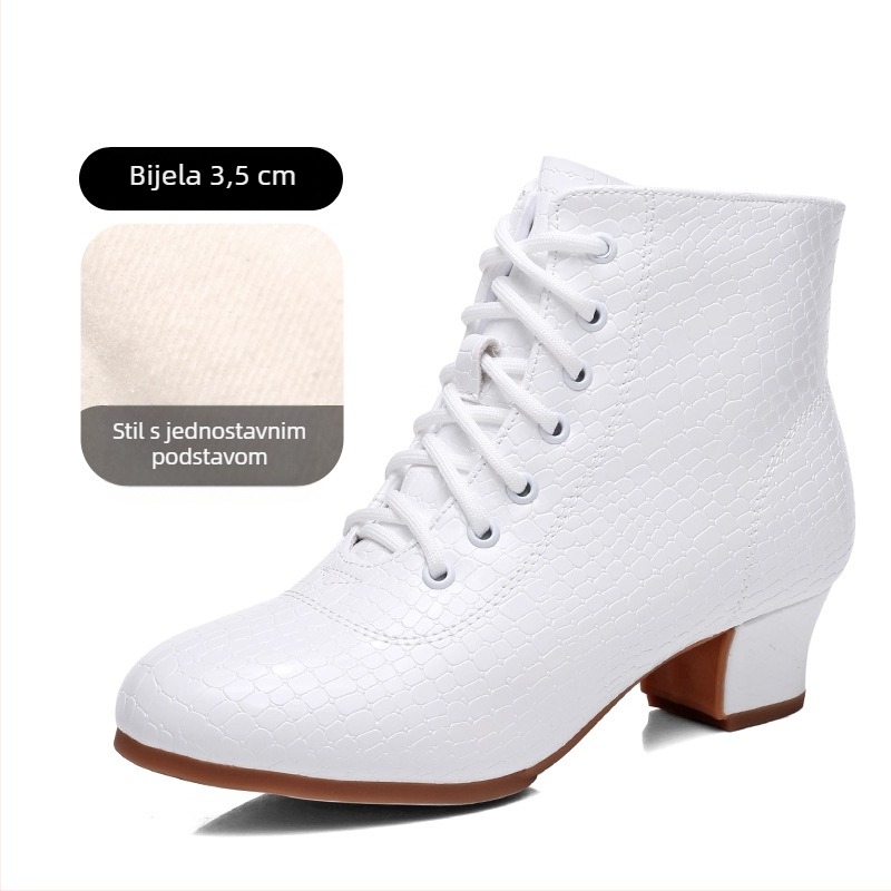 Plesne cipele za latino i square dance, srednje visoki pet, meka potplat, gornji dio od sintetičke kože, đon: guma